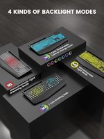 Teclado con Cable OEM ODM de Letras Grandes con Reposamuñecas Ergonómico, Retroiluminación de 7 Colores, Soporte para Teléfono, Teclado para Computadora K21 Pro con Tamaño Extra Grande