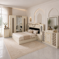 Suite de chambre à coucher de luxe moderne africaine avec lit king-size, armoire, coiffeuse et table de chevet en MDF démontable – Vente en gros