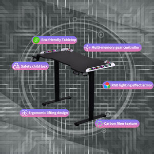 Escritorio Gaming Ergonómico <span class=keywords><strong>Eureka</strong></span> con Iluminación RGB de 200 cm, Mesa Rosa con Elegante Marco de Fibra de Carbono, Superficie de Melamina Duradera y Ajustable - Product Image 2