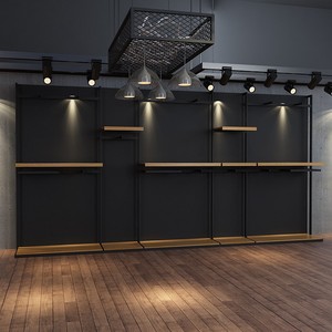 Étagère de présentation de luxe moderne en métal robuste, écologique, recyclable, <span class=keywords><strong>avec</strong></span> étagères en bois et éclairage LED, 3 niveaux - Product Image 3