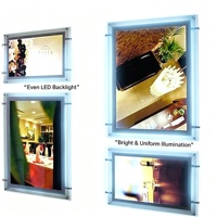 Kotak Lampu Poster LED Profil Ultra Tipis, Bingkai Aluminium Akrilik, Standar A2 A3 A4, Pencahayaan Tepi, Tampilan Menu, Logo Kustom