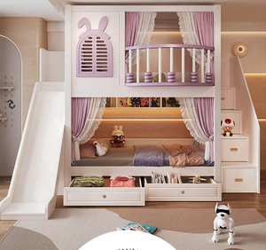Camas Literas Infantiles <span class=keywords><strong>de</strong></span> Madera Maciza, Diseño Moderno y Duradero, Camas <span class=keywords><strong>de</strong></span> Princesa para Niñas, Cómodas, Personalizables para la Escuela - Product Image 1