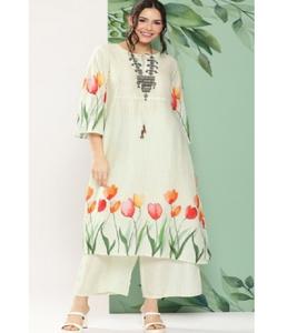 ผ้าเรยอนพิมพ์ลายดอกไม้ผ้าสำหรับนักออกแบบบูติกสำหรับเสื้อผ้าสตรีมีสไตล์ - Product Image 1