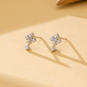 Pendientes de Cruz minimalistas de Plata de Ley 925 geométricos Pave completo CZ todos los días declaración de moda desgaste de fiesta diseño de aro circón - Product Image 2