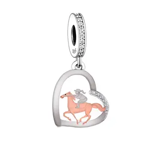 Fit Original Brand Charm Armband Sterling Silber Pferd und Mädchen Perle für Frauen Schmuck herstellung
