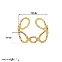 Bague ouverte minimaliste en acier inoxydable plaqué or 18 carats, torsadée, à anneaux entrelacés multiples, pour empilage, vente en gros personnalisée