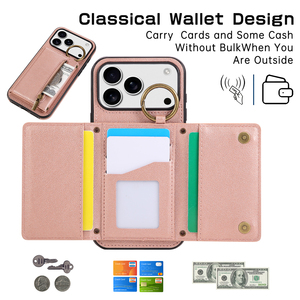 Étui portefeuille de luxe en cuir avec cordon et bandoulière pour <span class=keywords><strong>iPhone</strong></span> 18 Pro Max, compatible <span class=keywords><strong>iPhone</strong></span> 15, 16e, 17 - Product Image 2