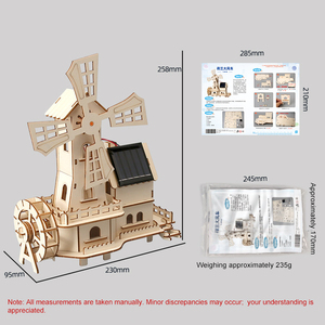 Casita Solar con Molino <span class=keywords><strong>de</strong></span> Viento Holandés <span class=keywords><strong>de</strong></span> <span class=keywords><strong>Madera</strong></span>, Juguetes Educativos DIY, Material Didáctico para Niños con Bolsa <span class=keywords><strong>de</strong></span> Materiales Científicos - Product Image 4