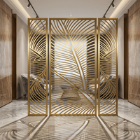 Paravent décoratif moderne en acier inoxydable 304 découpé au laser, à rayures horizontales, pour séparation de pièce, idéal pour mariages et hôtels