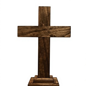 Escultura de Cruz de Madera para Pared con Recorte de Corazón, Diseño Religioso Art Deco, Decoración Rústica para el Hogar, para Sala de Estar - Product Image 5