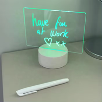 Alimentation USB Tableau d'affichage acrylique avec stylo Transparent DIY Tableau d'affichage Couple Tableau d'affichage Veilleuse Lampe de table