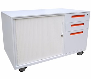 Armoire de bureau à portes roulantes, armoire métallique à tambour avec 2 portes vitrées pour le bureau - Product Image 3