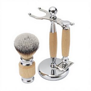 Kits de Rasage en Bois avec Logo Personnalisé, Coffret Cadeau pour Hommes, Ensemble de Brosse à Raser en Poils Synthétiques Premium, Kit de Rasoir - Product Image 2
