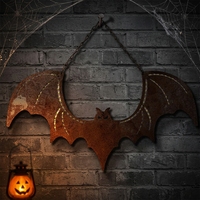 Décoration murale en métal en forme de chauve-souris avec lumière, motif nature morte, thème animal, artisanat en métal pour anniversaire