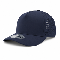 Gorra de Béisbol de 5 Paneles de Poliéster Perforada con Láser, Resistente al Agua, UPF50+, Cierre a Presión