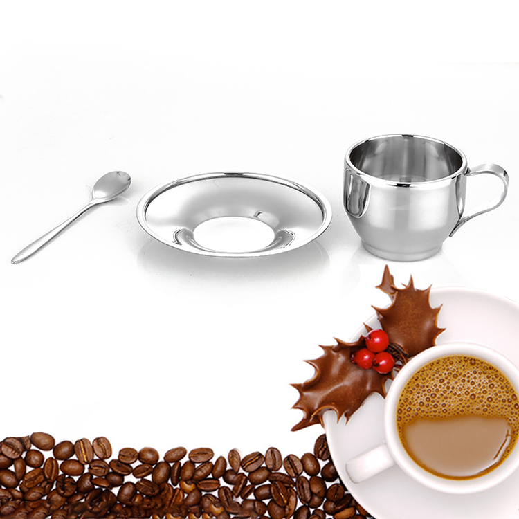 Set 2 Tazzine Da Caffè In Acciaio Inox 80 Ml - Perfette Per Espresso, Campeggio E Viaggi