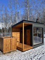 Sauna infrarouge extérieur Bropool au design moderne, capacité 6 personnes, avec bain froid pour athlètes, écologique