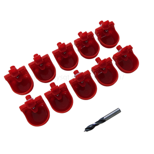 Kit 10 Set di Abbeveratoi Automatici Rossi in Plastica con Pompaggio a Pressione per Polli, con Punta per Trapano, per Pollaio da Giardino - Product Image 4