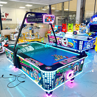 Table de hockey sur air à monnayeur pour 2 joueurs avec cadre métallique, éclairage LED, tableau de scores électronique et prise en charge de la langue anglaise