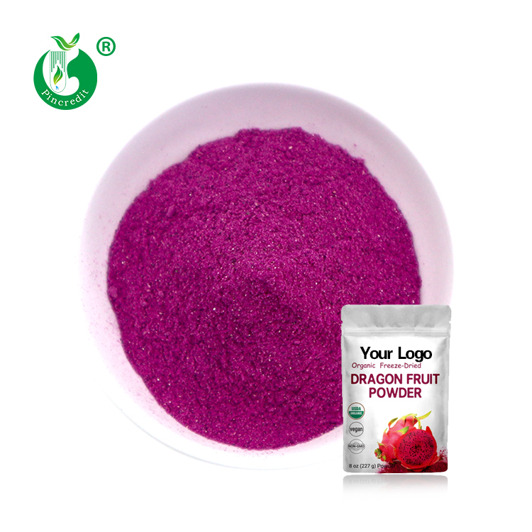 Poudre de Pitaya rouge lyophilisée certifiée par marque de distributeur d'OEM, poudre rouge organique de fruit du dragon