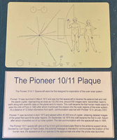 Plaque Réplique NASA Pioneer en Aluminium Doré Anodisé, Gravée au Laser et Découpée CNC, Personnalisée OEM, avec Plaque d'Explication de la Mission, Décoration Spatiale