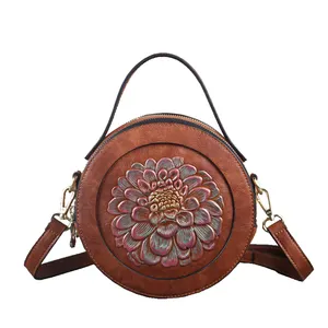 Vegan Leather Women Handbags Retro Ladies Hand Bags Vintage Shoulder Bag With Branded Luxury Quality And Hand Painted Flowers