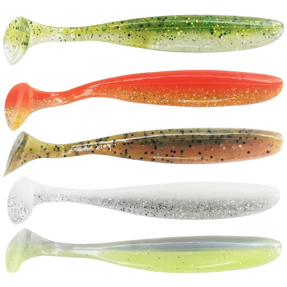 NewBility Easy Shiner Soft Lures 75mm 95mm Baits Fishing Lure Leurre Shad Double Color Silicone Bait T Tail Wobblers