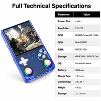 Lecteur vidéo de poche à écran IPS WIFI de 4,0 pouces, open source, plus de 20000 jeux, 64 Go intégrés, console de jeu vidéo portable ultra rétro