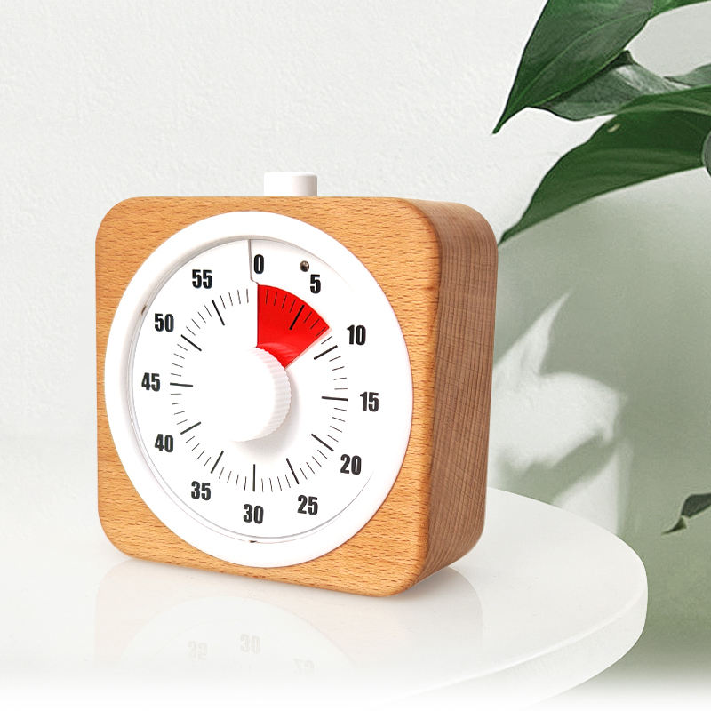 Night Light Baking Rotate Knob 60 Minute Countdown Clock Productivity Pomodoro Study Tool Mechanical Kitchen Wood Visual Timer