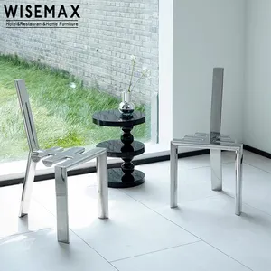 WISEMAX FURNITURE Creative home furniture stainless steel art deco arm chair metal accent dining chair living room furniture