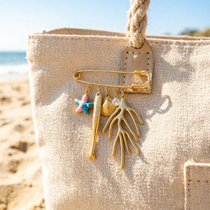 Handgemaakte <span class=keywords><strong>DIY</strong></span>-hangerbroche in nieuwe oceaanstijl, dames, origineel, gepersonaliseerd, modieus, grote broche van roestvrij staal - Product Image 3