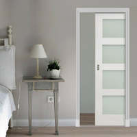 Ace Porte en verre en bois Cavité Intimité Porte coulissante en bois de poche pour portes intérieures de maison