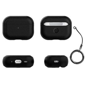 Coque de protection antichoc en cuir grainé TPU pour AirPods 4, compatible AirPods <span class=keywords><strong>Pro</strong></span> 2, avec sangle et porte-clés – Vente Flash - Product Image 2