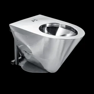 Toilet Wc National Standard Wall Hung Prison Toilet Durable Stainless Steel 1 Piece Toilet Wc Pan