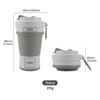 Produits de camping et de randonnée, grande tasse à café pliable en silicone de qualité alimentaire sans BPA de 25 oz, tasse de voyage réutilisable en silicone pliable, mug de Noël avec couvercle, tasses en silicone