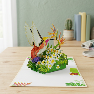 Carte pop-up 3D colibris Vietcraft, best-seller, design personnalisé, artisanat animalier, logo, art papier fait main, impression offset pour la maison - Product Image 2