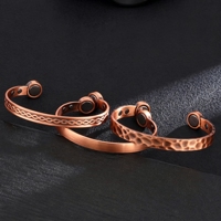 Gelang Tembaga Merah Murni Vintage Pria PFT, Gelang Magnet Besar Baru, Gelang Tembaga Antik dengan Desain Sederhana dan Modis