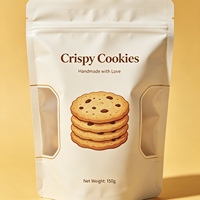 Sachet Doypack en plastique laminé de haute qualité avec logo personnalisé, surface mate et fermeture éclair, pour l'emballage de gaufrettes, biscuits et snacks secs