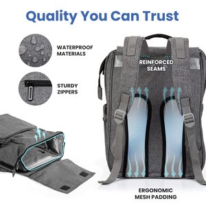 Mochila de Fraldas Feminina de Grande Capacidade em Poliéster, Multifuncional, Impermeável, para Viagem, para Todas as Estações - Product Image 6
