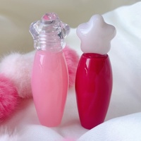 Gloss à lèvres 3ml, flacon brillant en forme d'olive, capuchon en forme d'étoile, collets côtelés, nuances rose ombré, approvisionnement en gros, logo personnalisé