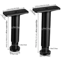 Pied de support télescopique réglable noir pour sommier de lit et base de canapé