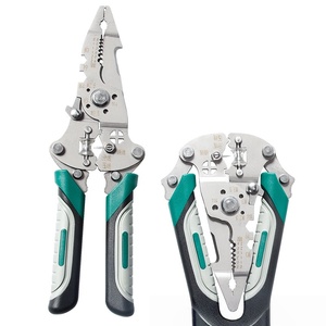 Pince à dénuder et à sertir pliable pour électricien, en acier au carbone et plastique, métrique, multifonctionnelle, à coupe dentelée, pour câbles longs, pour le bricolage - Product Image 1