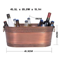 Seau à glace ovale réutilisable en métal galvanisé, refroidisseur de boissons, bac à boissons, seau à glace martelé avec poignée pour fêtes et mariages