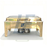 Lefeng Deluxe Restaurant Chafing Dish Buffetset, alcoholgestookt, goudkleurig, 9L rechthoekige voedselwarmer met continue verwarming