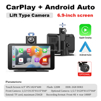 Estéreo Portátil para Auto con CarPlay y Android Auto Inalámbricos, Pantalla Táctil IPS HD 4K de 9 Pulgadas, Compatible con SUV/Camioneta/Autobús/Taxi