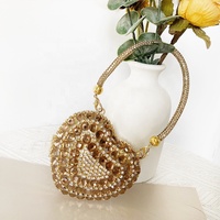 Bolsos de mano con forma de corazón de diamantes de imitación 2026, mini bolsos de perlas con cuentas para mujer, bolsos con asa brillante, bolsos de mano con corazones, lindos bolsos de noche tipo clutch