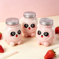 Botellas de Plástico PET Transparentes Desechables de 500 ml con Diseño de Animales de Dibujos Animados, Impresas con Serigrafía, Lindas Botellas de Panda para Té de Burbujas, Venta al por Mayor