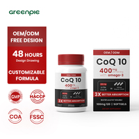 Complément alimentaire Greenpie OEM 400MG Omega-3 CoQ10, 120 gélules, santé cardiaque, production d'énergie, CoQ10, coenzyme Q10, gélules molles