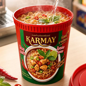 Gobelet en plastique pour nouilles instantanées, saveur poulet thaïlandais épicé, gobelet alimentaire en plastique avec couvercles, récipient pour nouilles instantanées en PP - Product Image 1