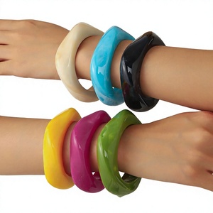 Unique Cute Acrylic Resin <b>Bangles</b> <b>Sets</b> Colorful Unisex Fancy Design Fashion Bracelets Pink Turquoise Orange Green Yellow - Product Image 2